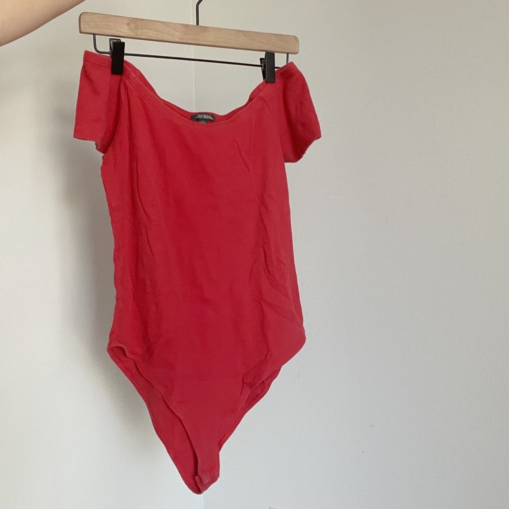 Red Off the Shoulder Bodysuit